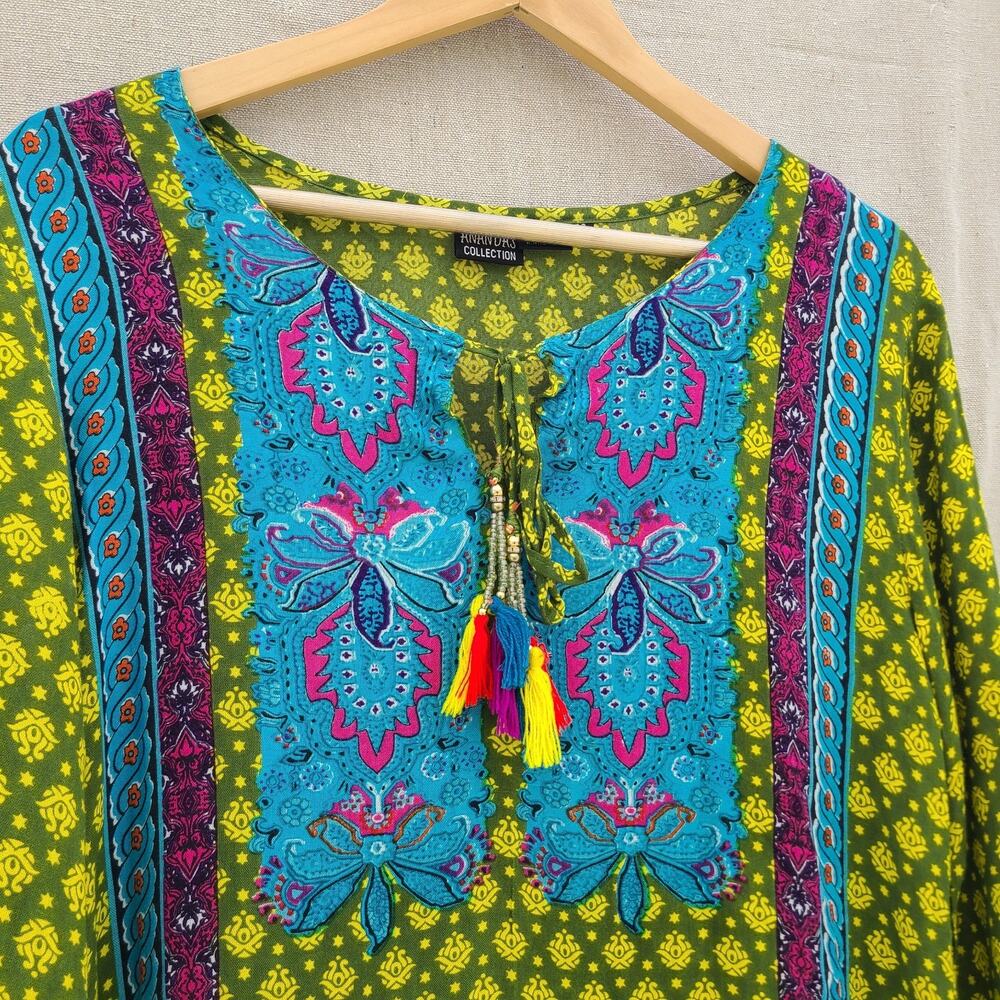 Anandas Collection Multicolor Tunic Top Beaded Ta… - image 2